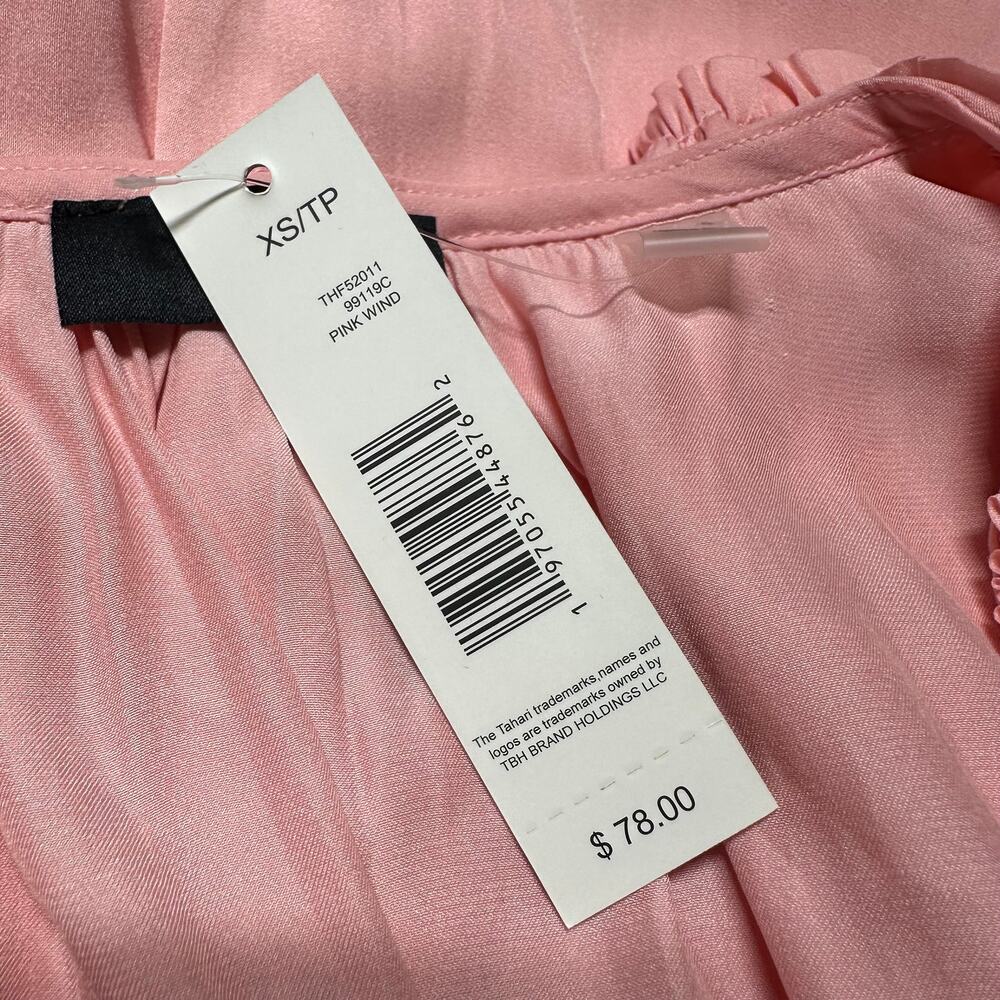 T Tahari Ruffled Blouse Pink Wind Women's Size X-Small New With Tags - Picture 6 of 10